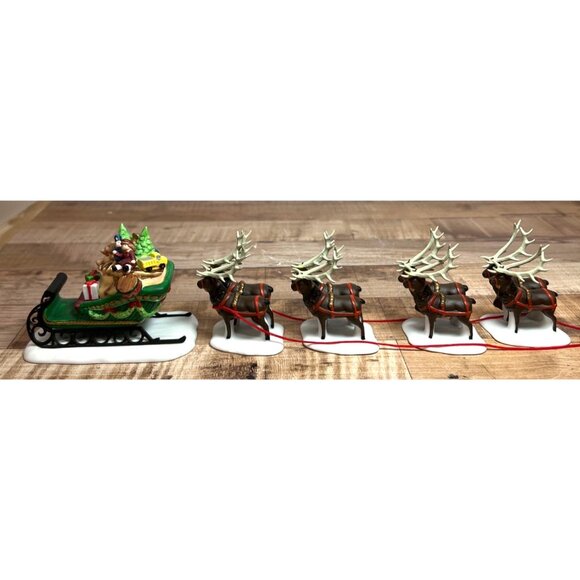 Heritage Village Collection Sleigh & Eight Tiny Reindeer Set - Picture 1 of 7